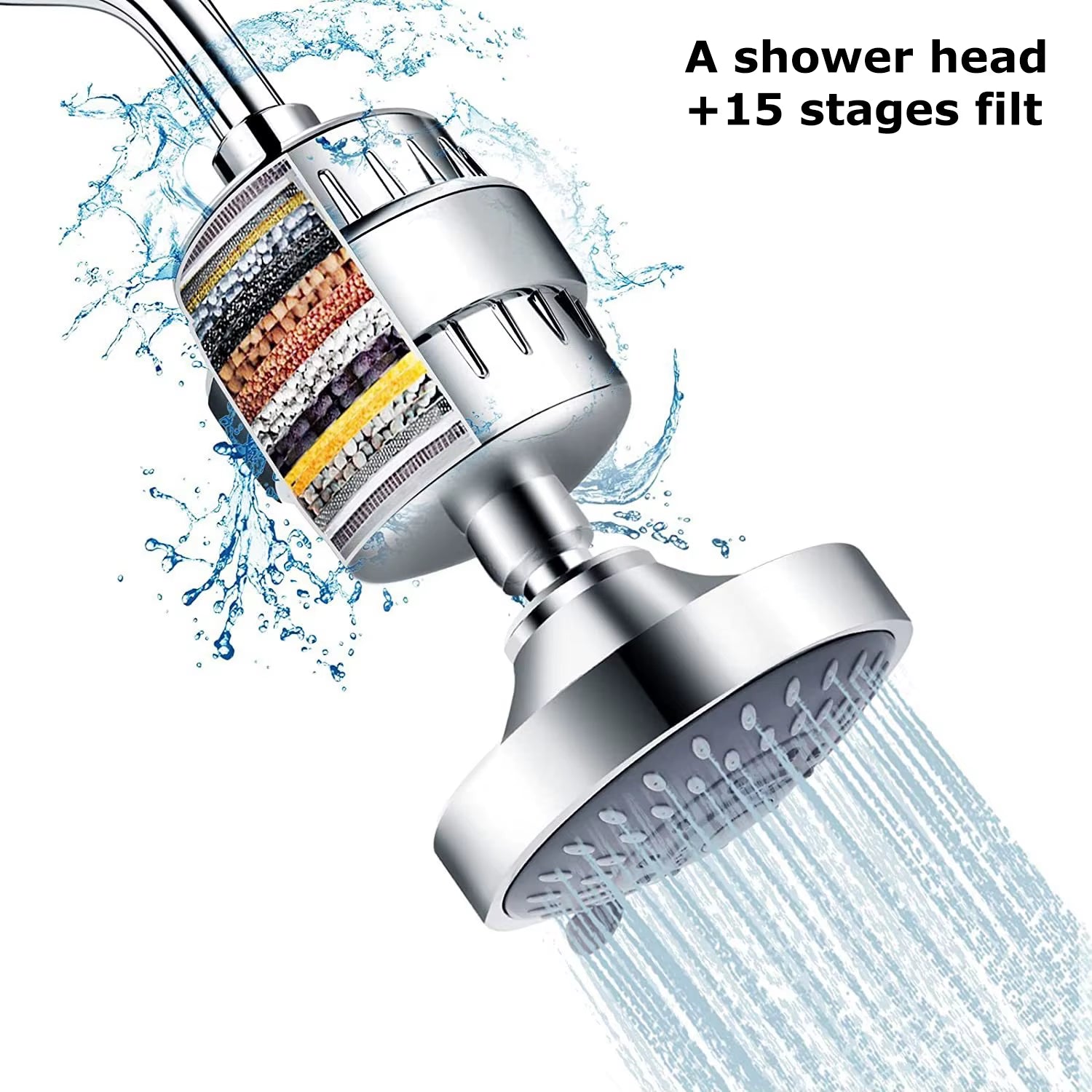 4 Inch Five-Speed Shower Head Booster Shower with Filter Household Overhead Shower Head Bathroom Shower Head